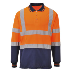 Portwest Hi-Vis Contrast Long Sleeved Polo Shirt Portwest Hi-Vis Contrast Long Sleeved Polo Shirt