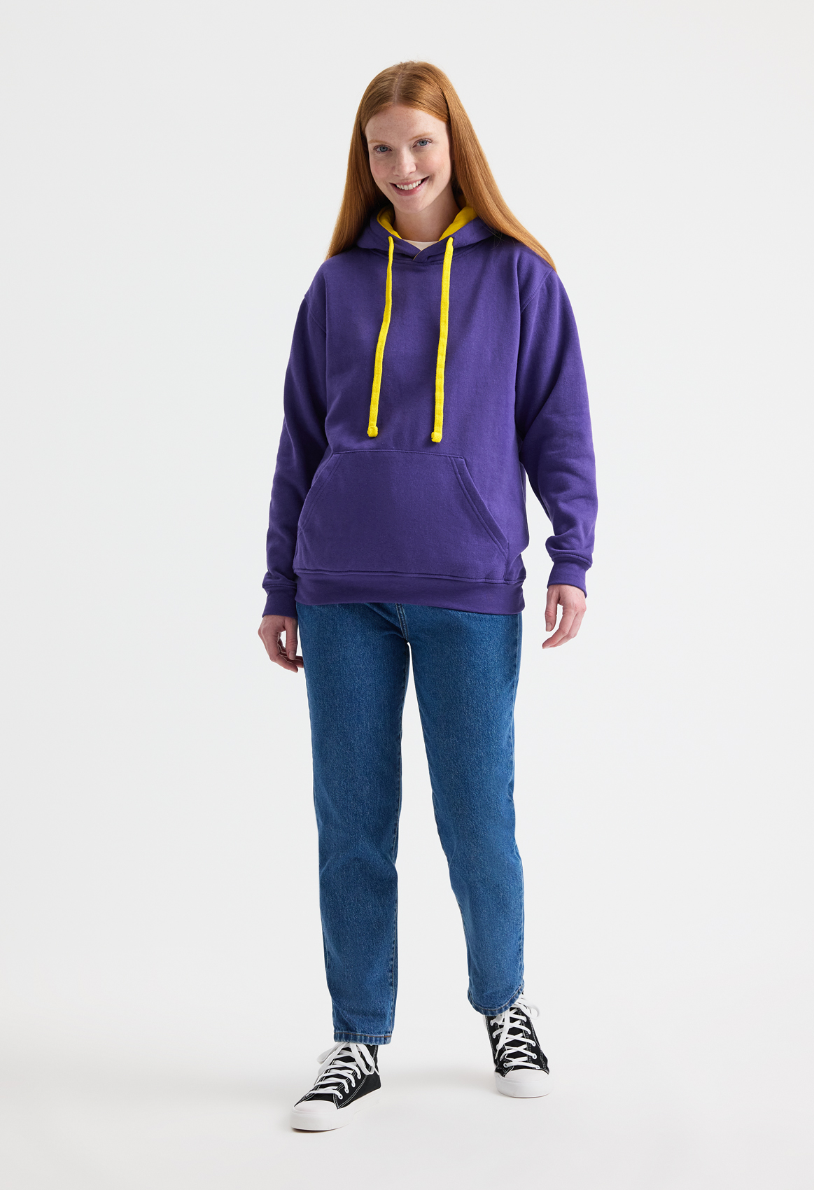 Uneek Contrast Hooded Sweatshirt