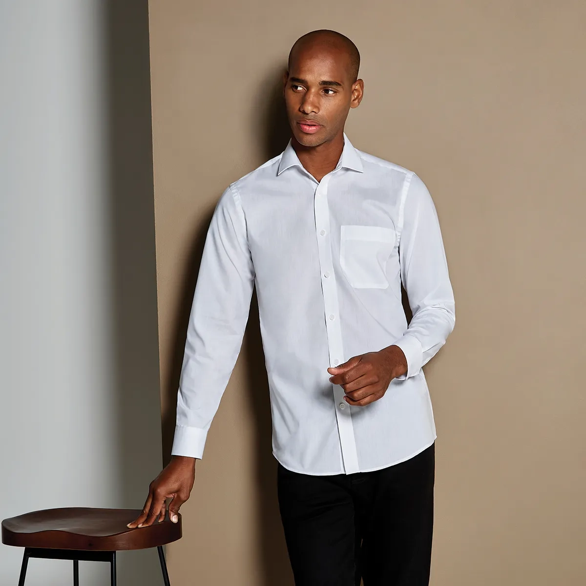 Kustom Kit Mens Long Sleeve Poplin Shirt