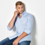 Kustom Kit Men's Slim Fit Long Sleeve Stretch Oxford Shirt