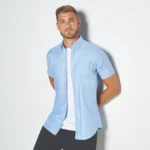 Kustom Kit Men's Short Sleeve Slim Fit Oxford Shirt