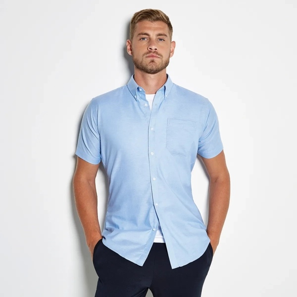 Kustom Kit Men's Short Sleeve Slim Fit Oxford Shirt