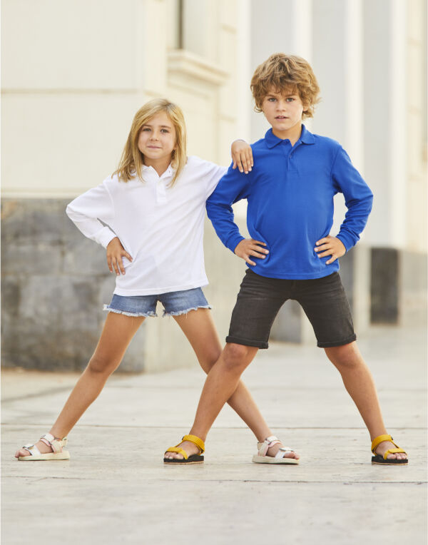 Fruit of the Loom Children's Long Sleeve Poly/Cotton Piqué Polo Shirt