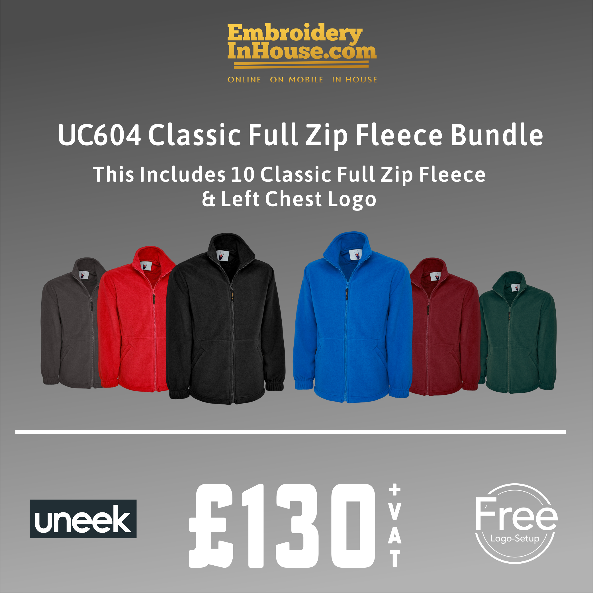 Uneek Classic Full Zip Fleece Bundle