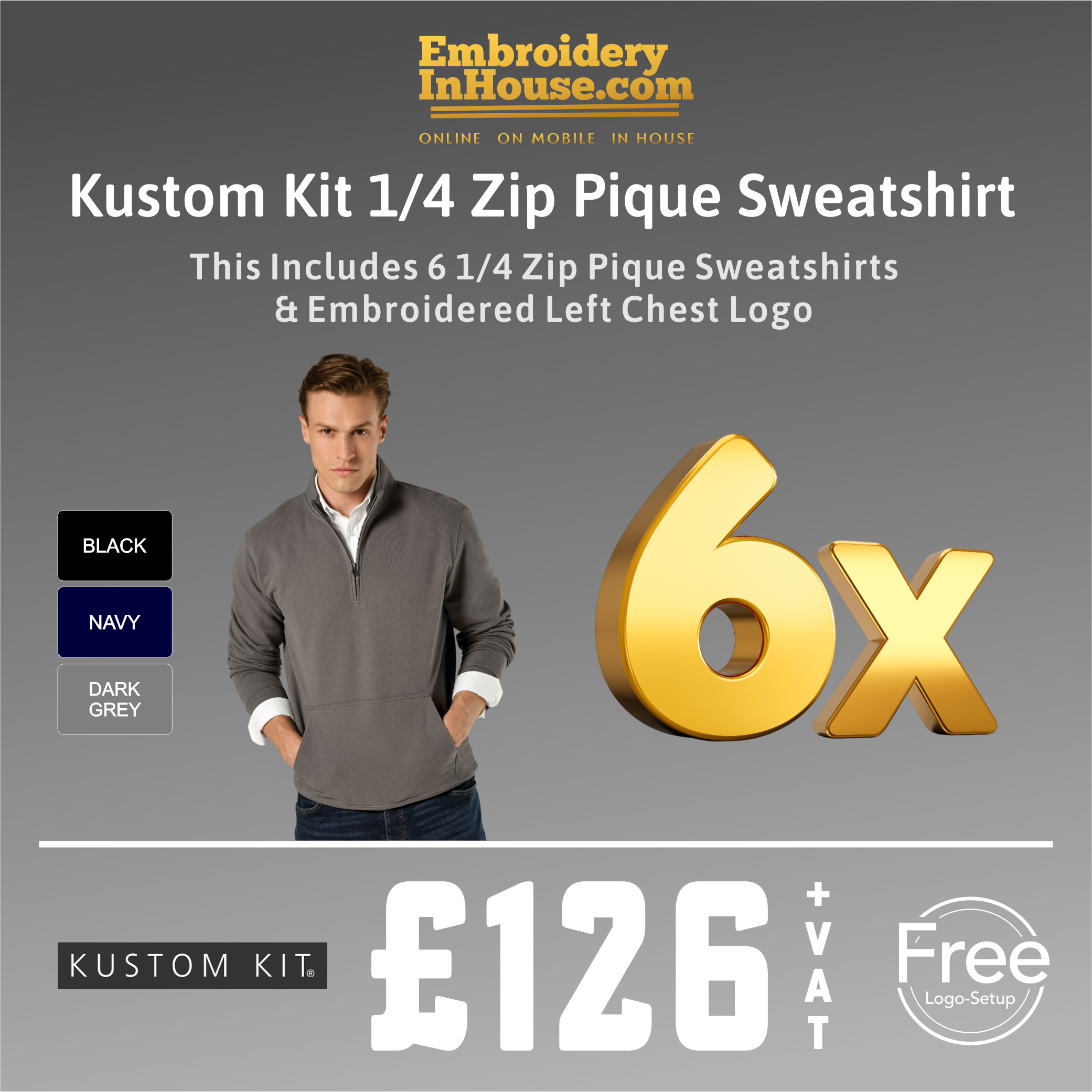Kustom Kit 1/4 Zip Pique Sweatshirt Bundle